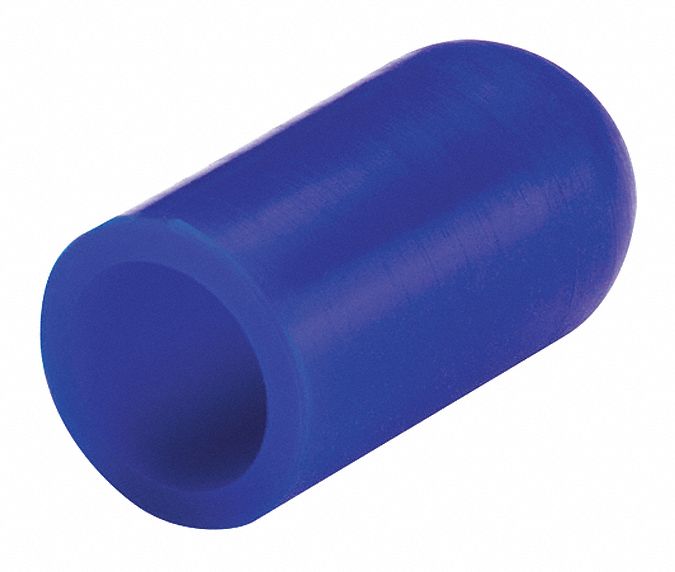 Straight Sided Cap: Silicone, Blue, 0.375 in Inside Dia, 0.75 in Inside Lg, Round, 500 PK