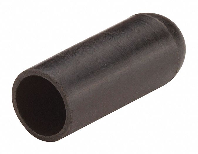 Straight Sided Cap: Silicone, Black, 0.6 in Inside Dia, 1.5 in Inside Lg, Round, 250 PK
