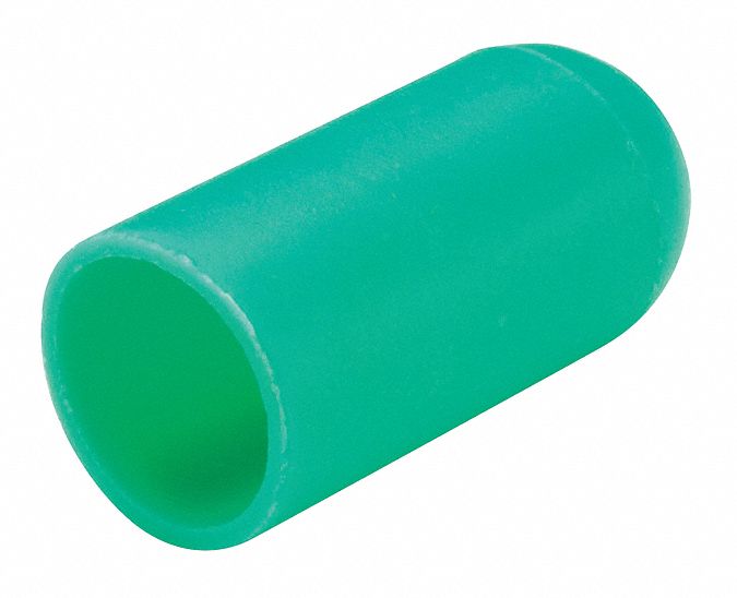 Straight Sided Cap: Silicone, Light Green, 0.73 in Inside Dia, 1.5 in Inside Lg, Round, 250 PK