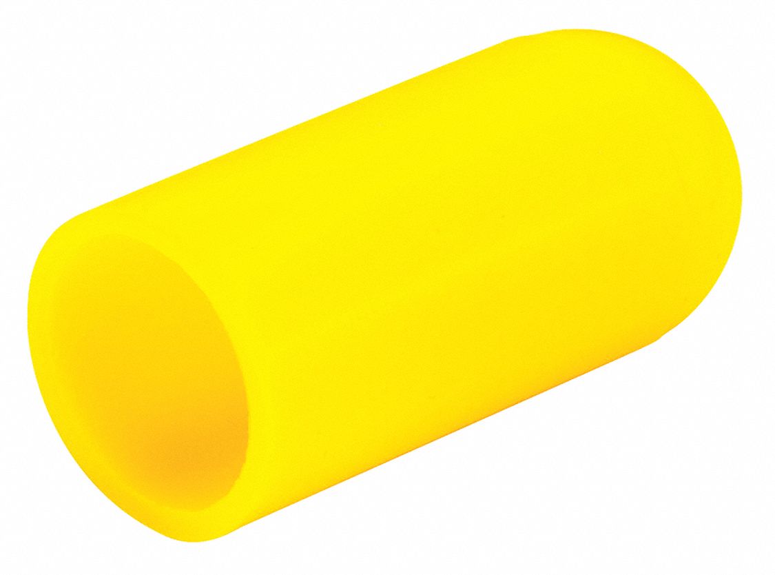 Straight Sided Cap: Silicone, Yellow, 0.75 in Inside Dia, 1.5 in Inside Lg, Round, 250 PK