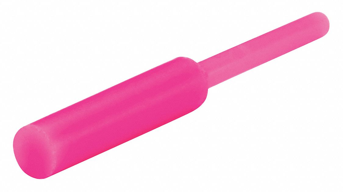 Ultrabake Silicone Pull Plug: Silicone, For 0.21875 in Hole, Pink, 1 in Plug Lg, 500 PK