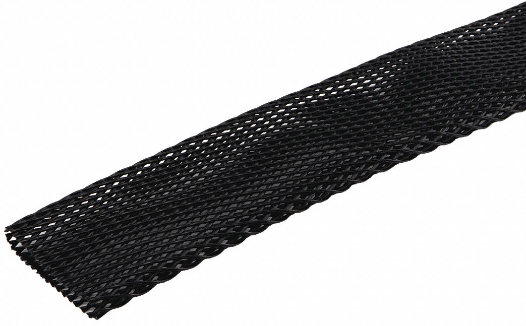 Sleeve Web Netting: 0.07 in Thick, Black, For 1 1/2 in to 2 in Outside Dia, LDPE, 180 ft Lg