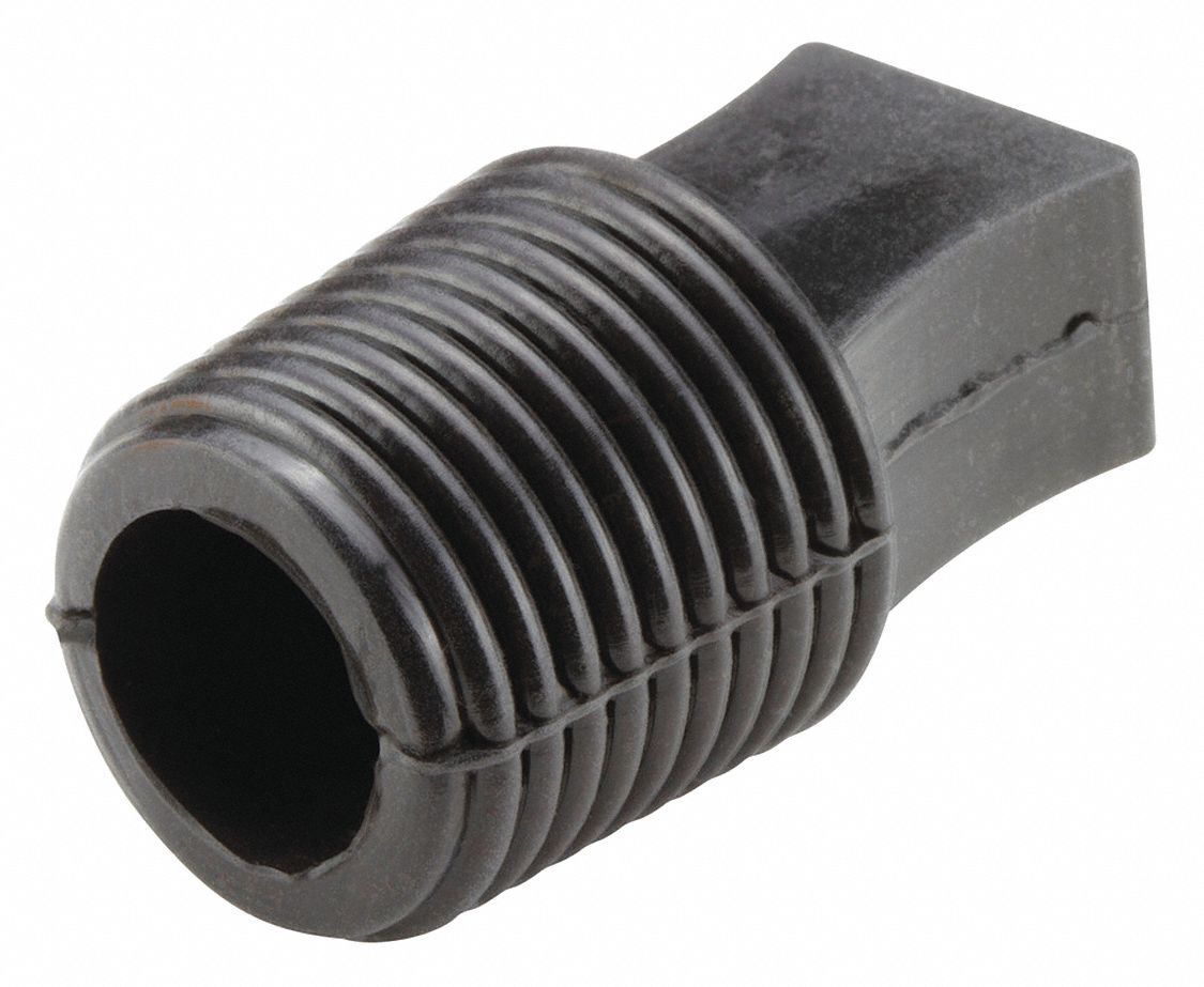 Tapered Plug: Silicone, Black, 1.024 in Plug Dia at Top, 0.945 in Plug Dia at Bottom, Hollow, 100 PK