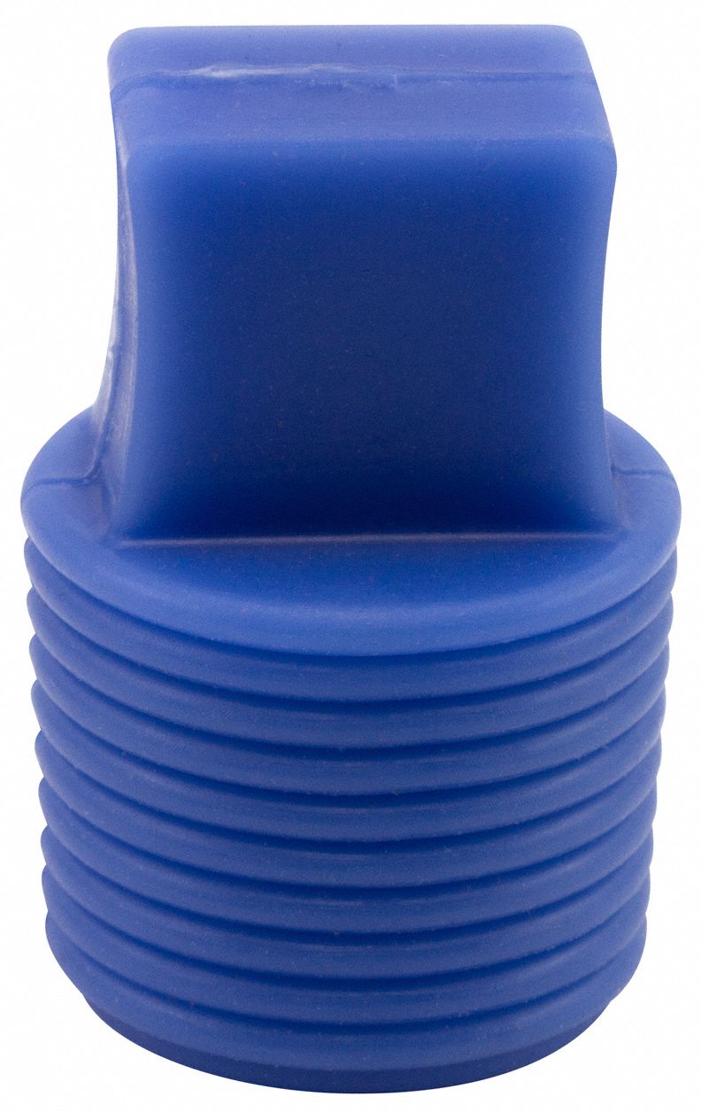 Tapered Plug: Silicone, Light Blue, 1.181 in Plug Dia at Top, 1.102 in Plug Dia at Bottom, 50 PK