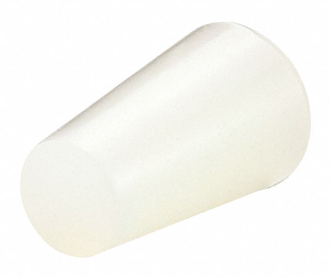 Tapered Plug: Silicone, For 0.344 in to 0.5 in Hole, Clear, 0.5 in Plug Dia at Top, Solid, 100 PK