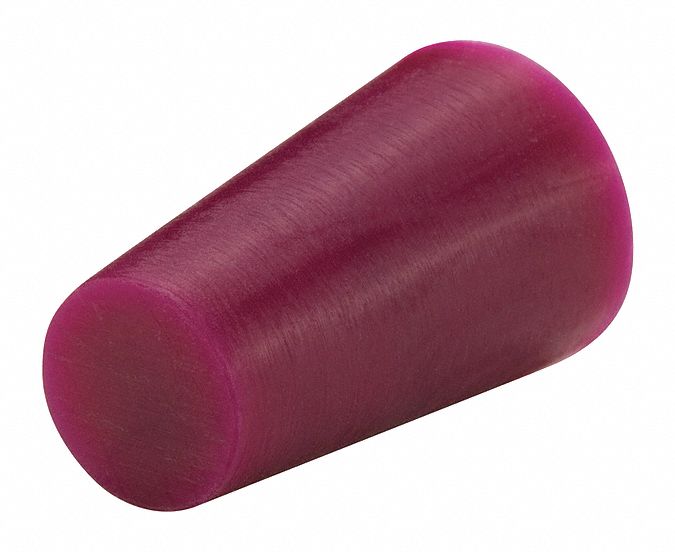 Tapered Plug: Silicone, For 0.406 in to 0.594 in Hole, Purple, 0.594 in Plug Dia at Top, 100 PK