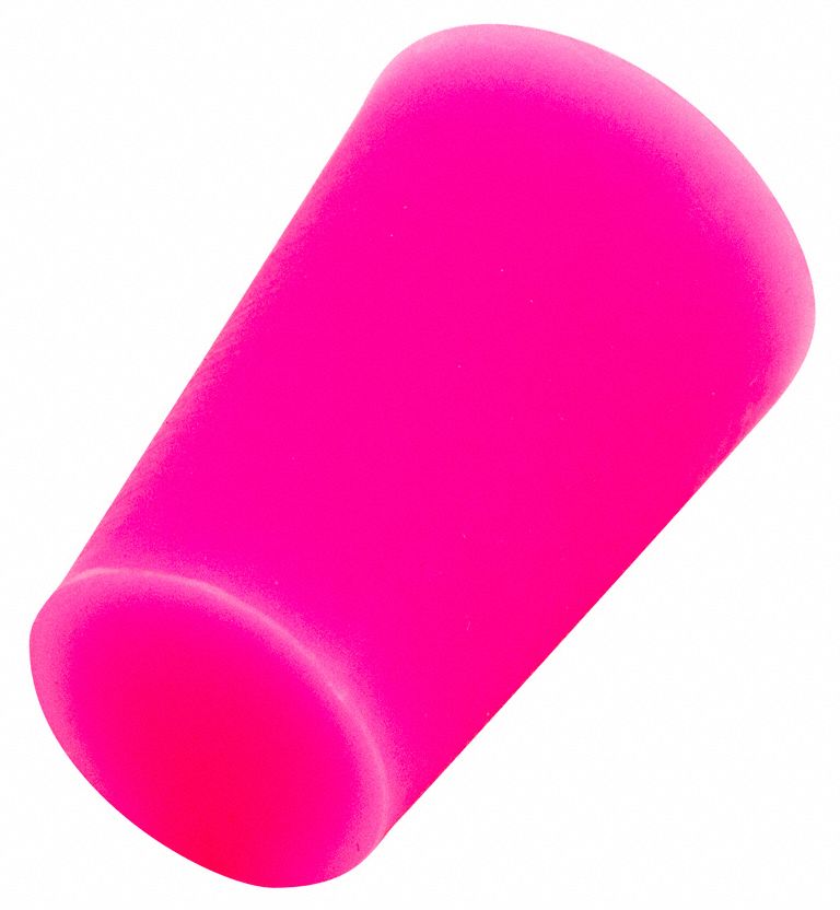 Tapered Plug: Silicone, For 0.5 in to 0.656 in Hole, Pink, 0.656 in Plug Dia at Top, Solid, 100 PK