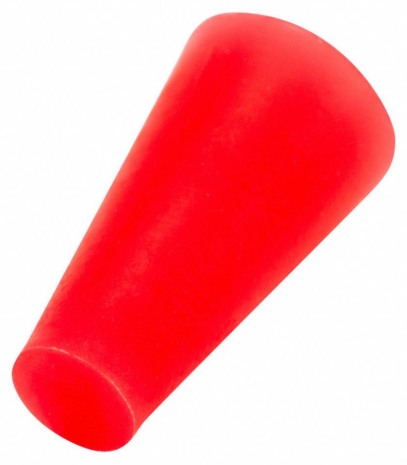 Tapered Plug: Silicone, For 0.188 in to 0.344 in Hole, Red, 0.344 in Plug Dia at Top, 1, 000 PK