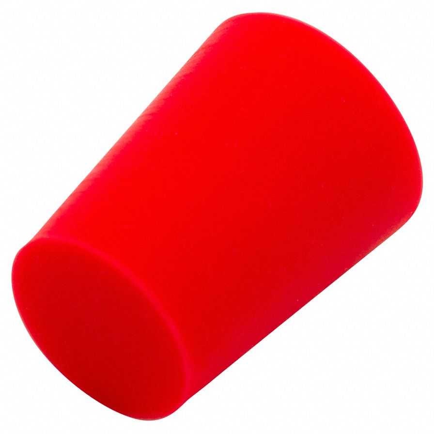 Tapered Plug: Silicone, For 0.625 in to 0.781 in Hole, Red, 0.781 in Plug Dia at Top, Solid, 100 PK