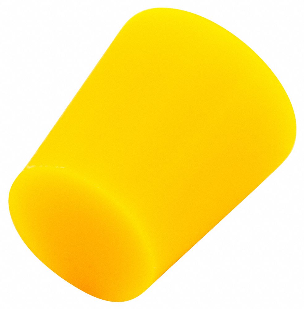 Tapered Plug: Silicone, For 0.719 in to 0.938 in Hole, Yellow, 0.938 in Plug Dia at Top, 100 PK