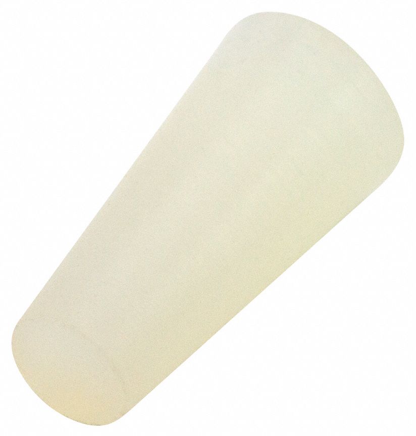 Tapered Plug: Silicone, For 0.312 in to 0.5 in Hole, Clear, 0.5 in Plug Dia at Top, Solid, 100 PK