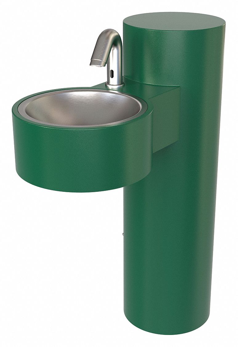 Pedestal Outdoor Hand Sink: Wash-N-Go!™, 0.5 gpm Flow Rate, 40 in Overall Ht, 14.5 in Bowl Size