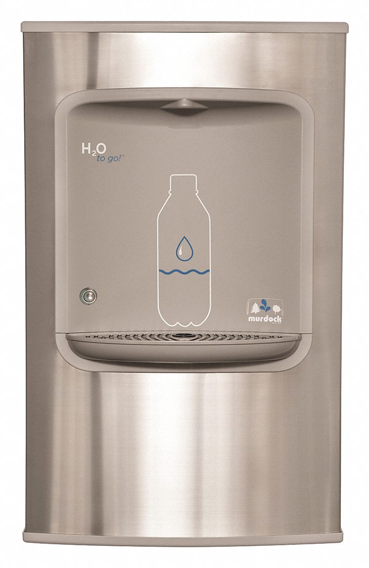 BOTTLE FILLER: ON-WALL, NON-REFRIGERATED, 29½ IN H, STAINLESS STEEL, NON-FILTERED