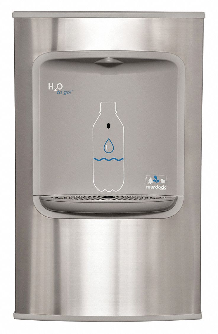 Bottle Filler: On-Wall, Non-Refrigerated, Stainless Steel, Gray, Satin