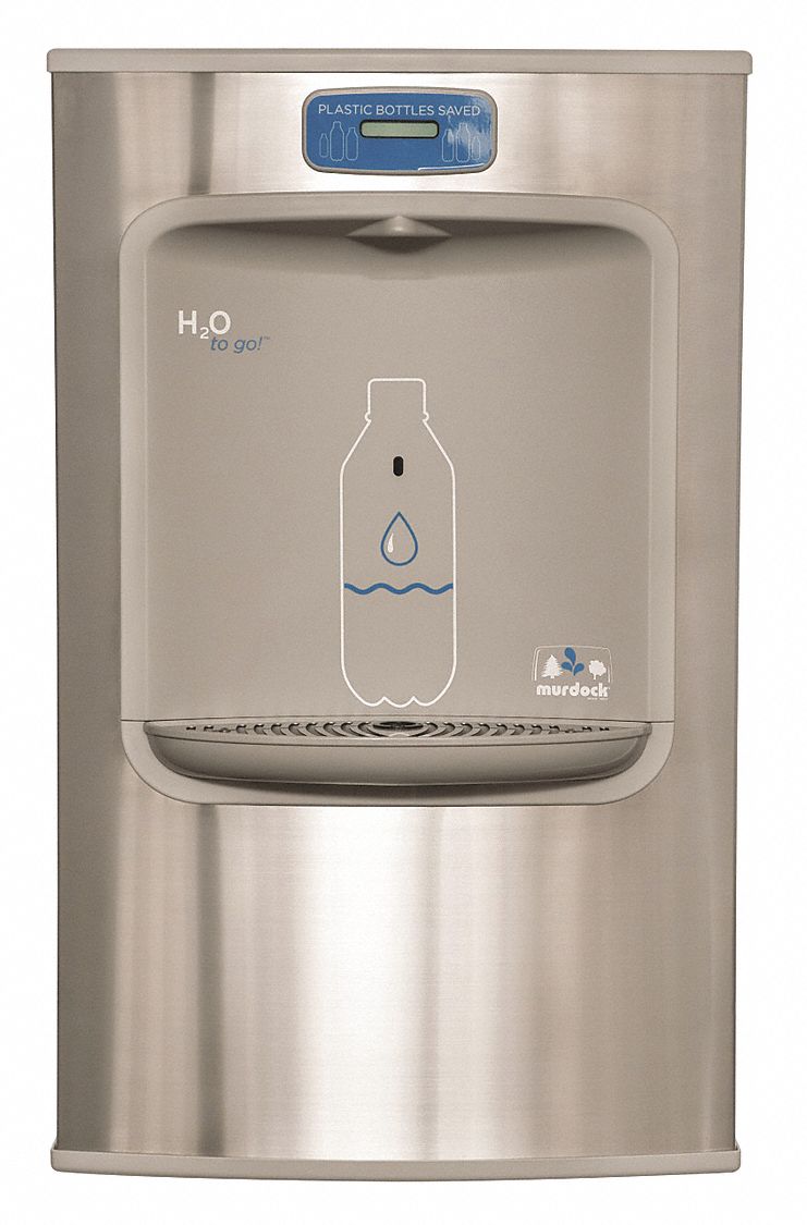 Bottle Filler: On-Wall, Non-Refrigerated, Stainless Steel, Gray, Satin
