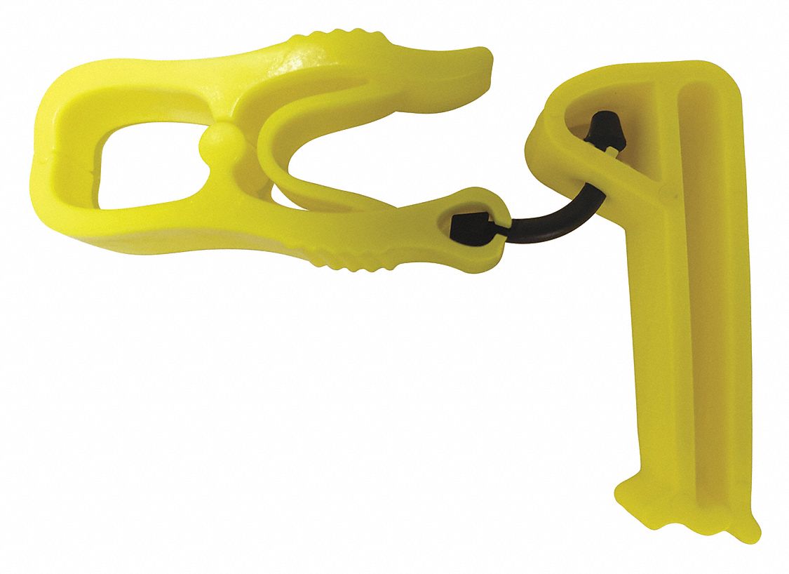 GLOVE HOLDER CLIP, PLASTIC, 4¾ IN, YELLOW, BELT CLIP