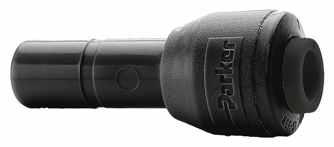 Push-Fit Adapter Fitting: Straight, 1/4 in OD 3/8 in OD Size, PVDF