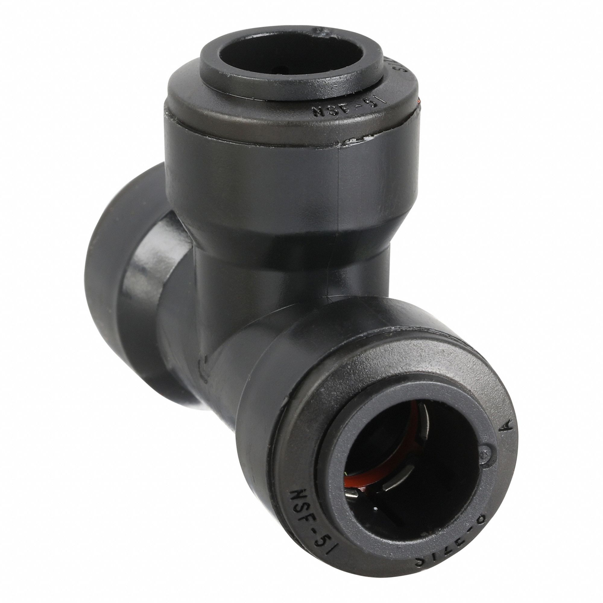 Push-Fit Tee Fitting: Tee, 1/2 in OD 1/2 in OD x 1/2 in OD Size, PVDF