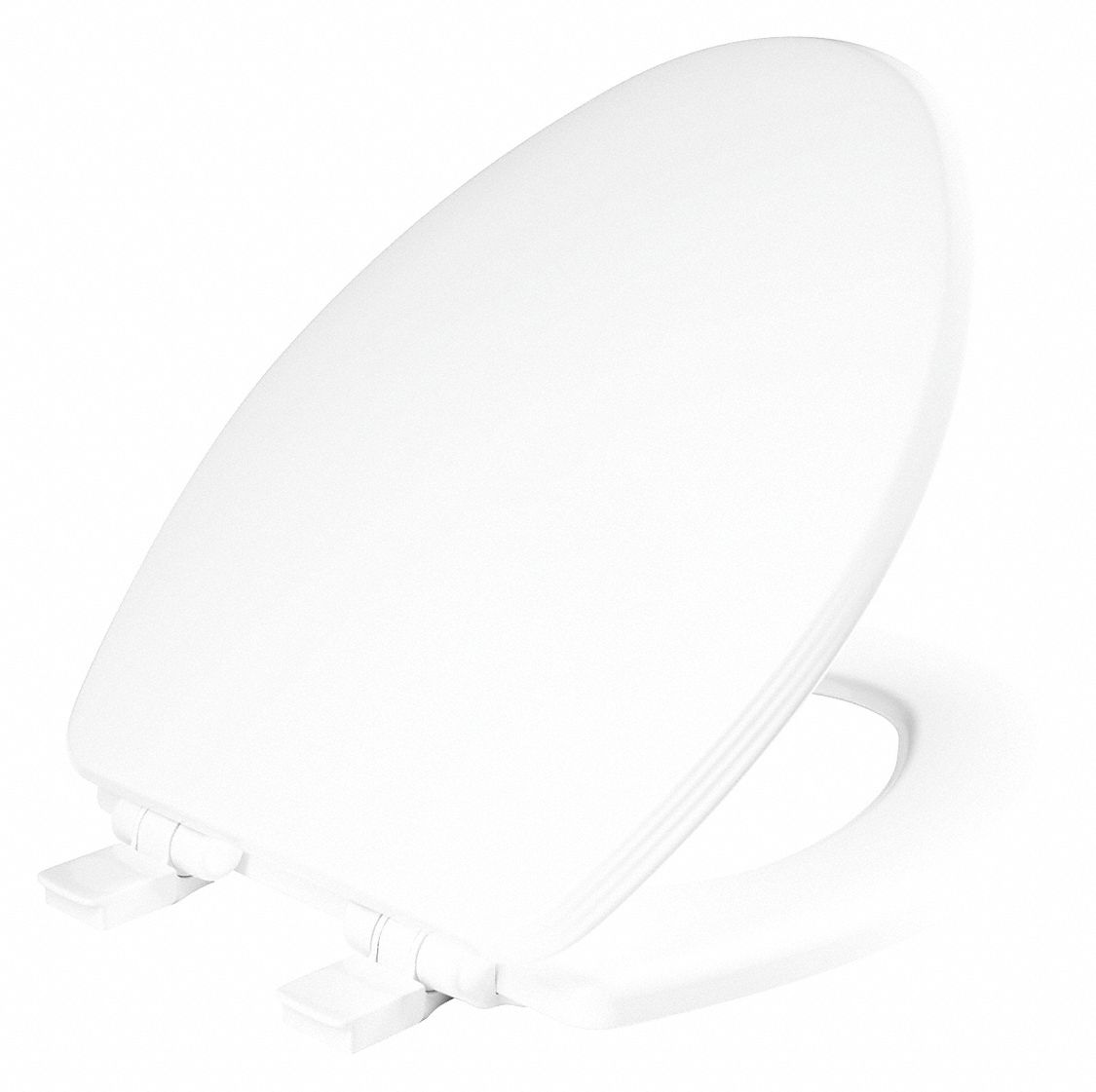 Toilet Seat: Closed, Cover Included, Plastic, Self-Sustaining Check, 2 1/8 in Seat Ht, White