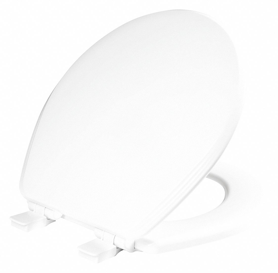 Toilet Seat: Closed, Cover Included, Plastic, Self-Sustaining Check, 2 1/8 in Seat Ht, White, Std