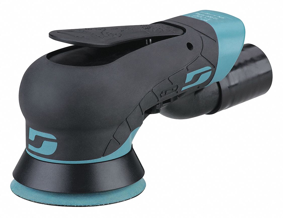 Air Orbital Sander: 3 in Disc, Hook and Loop, 3/32 in Orbit, Central Vacuum, Heavy Duty
