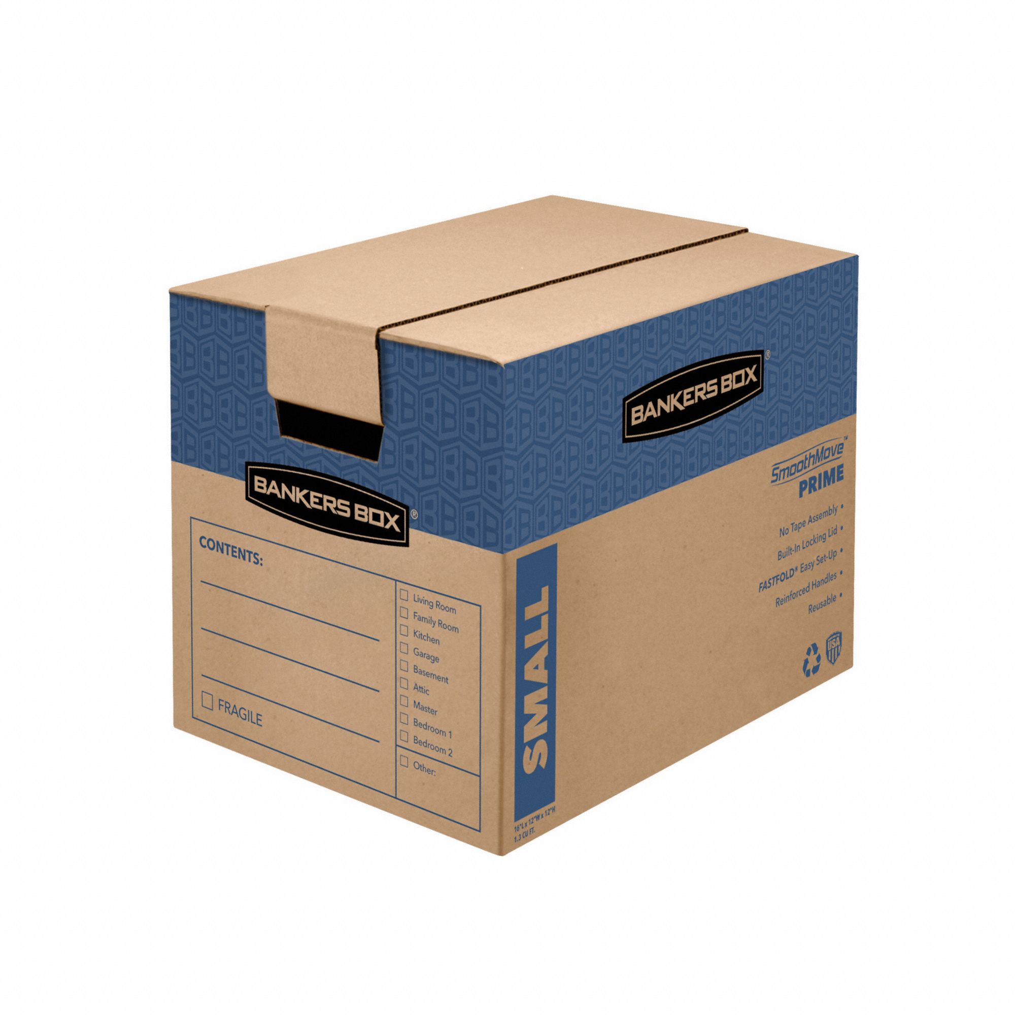 Moving Box: 16x12x12 in, 32 ECT, Double Wall, Prime, Lid Closure, 10 PK