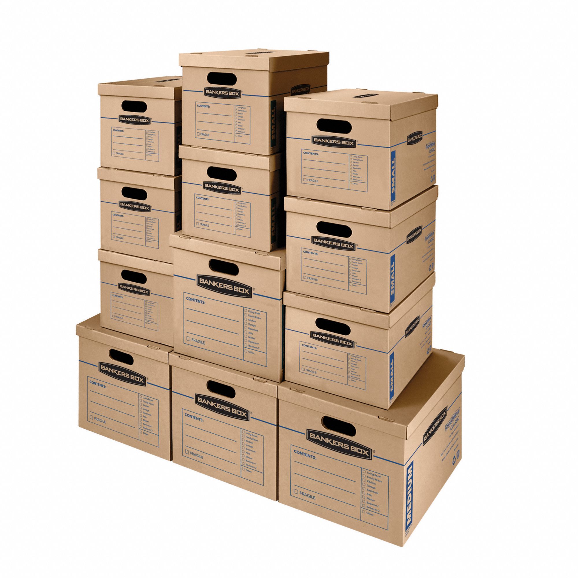 Moving Box: 14x15x18 in/15x12x10 in, 32 ECT, Double Wall, Classic Moving Box, 12 PK