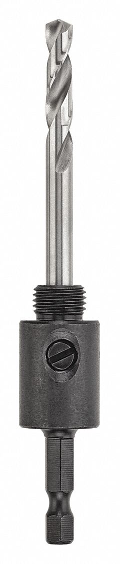Hole Saw Arbor: Std, 1/2"-20 Thread Size, Hex Arbor Shank, Pilot Bit Included
