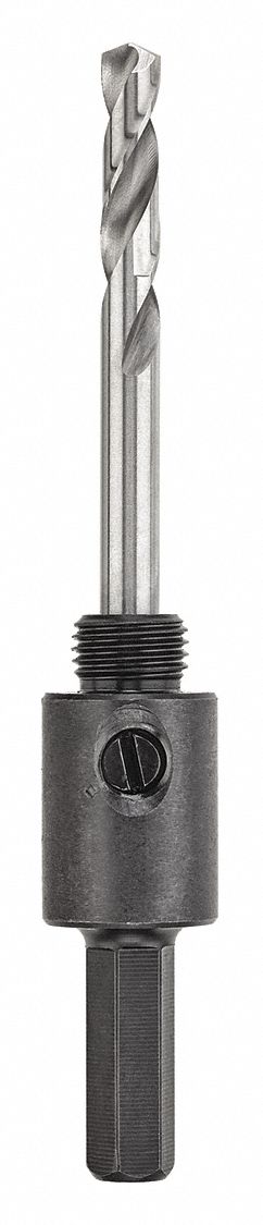 Hole Saw Arbor: Std, 1/2"-20 Thread Size, Hex Arbor Shank, Pilot Bit Included