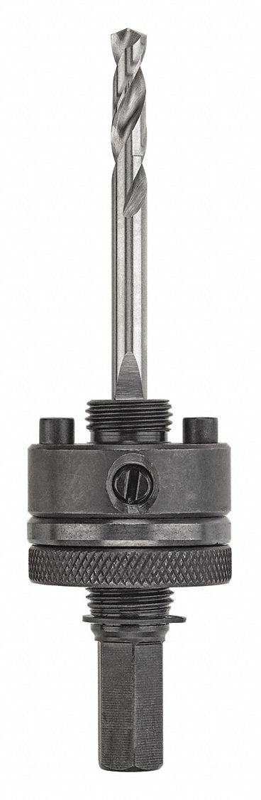 Hole Saw Arbor: Std, 5/8"-18 Thread Size, Hex Arbor Shank, Pilot Bit Included