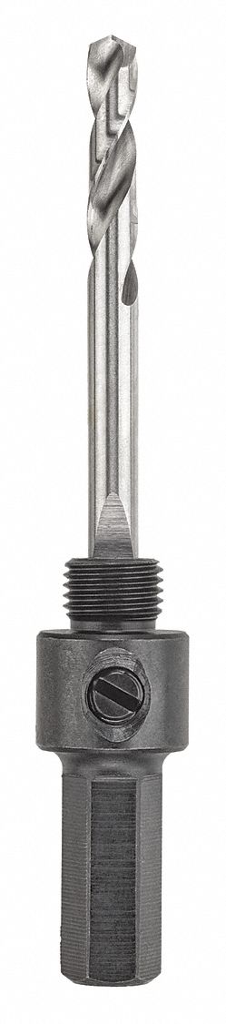 Hole Saw Arbor: Std, 1/2"-20 Thread Size, Hex Arbor Shank, Pilot Bit Included