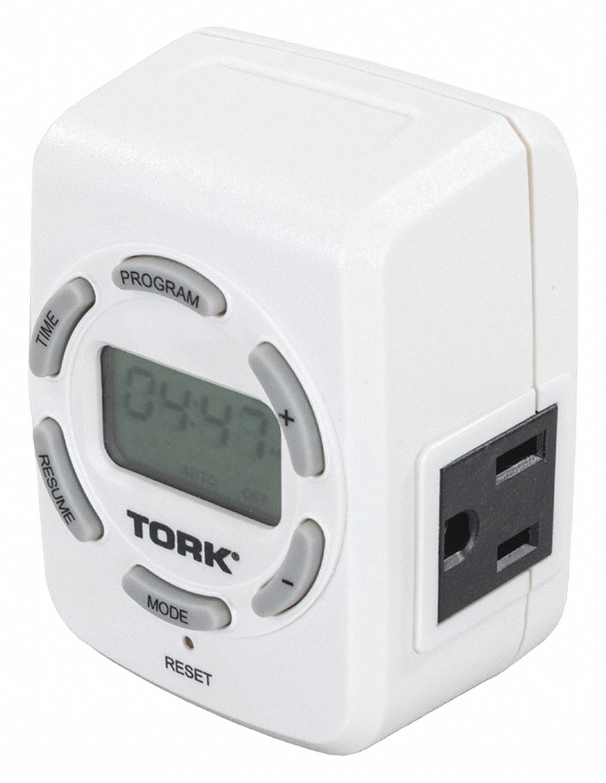 TORK Plug In Timer, White, Min. Time Setting 1 min, Max. Time Setting
