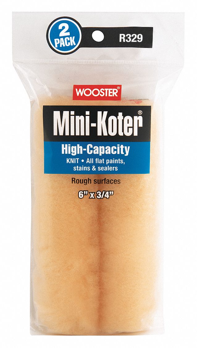 MINIROLLERS AND TRIMMERS, 6 IN L, 3/4 IN NAP SIZE, HIGH-CAPACITY FABRIC, STANDARD, 2 PK