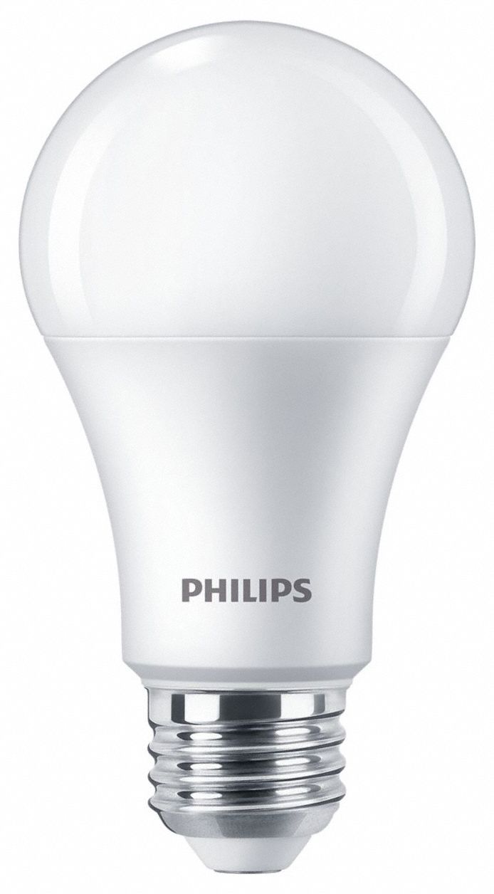 PHILIPS LED Bulb: A19, Medium Screw (E26), 100W INC, 16 W Watts, 1,600 lm, LED, Medium Screw - 60NP96|16A19/PER/950/P/E26/DIM 6/1FB T20 Grainger