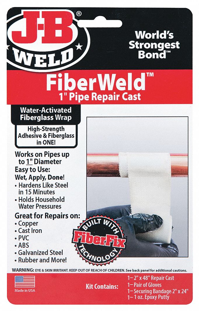 Pipe Repair Kit: 1 in Pipe Dia., Up to 300°F, 2 in x 4 ft, 500 psi Line Pressure