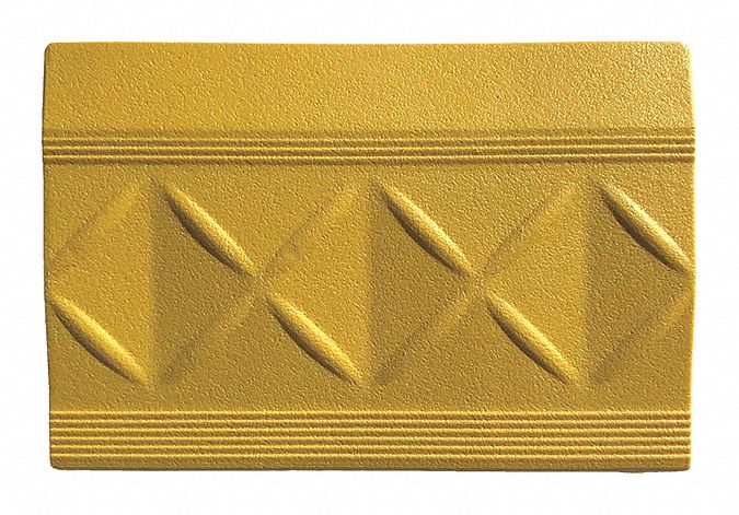 Safety Mat Edges, 6" L, 4" W, Yellow, PVC