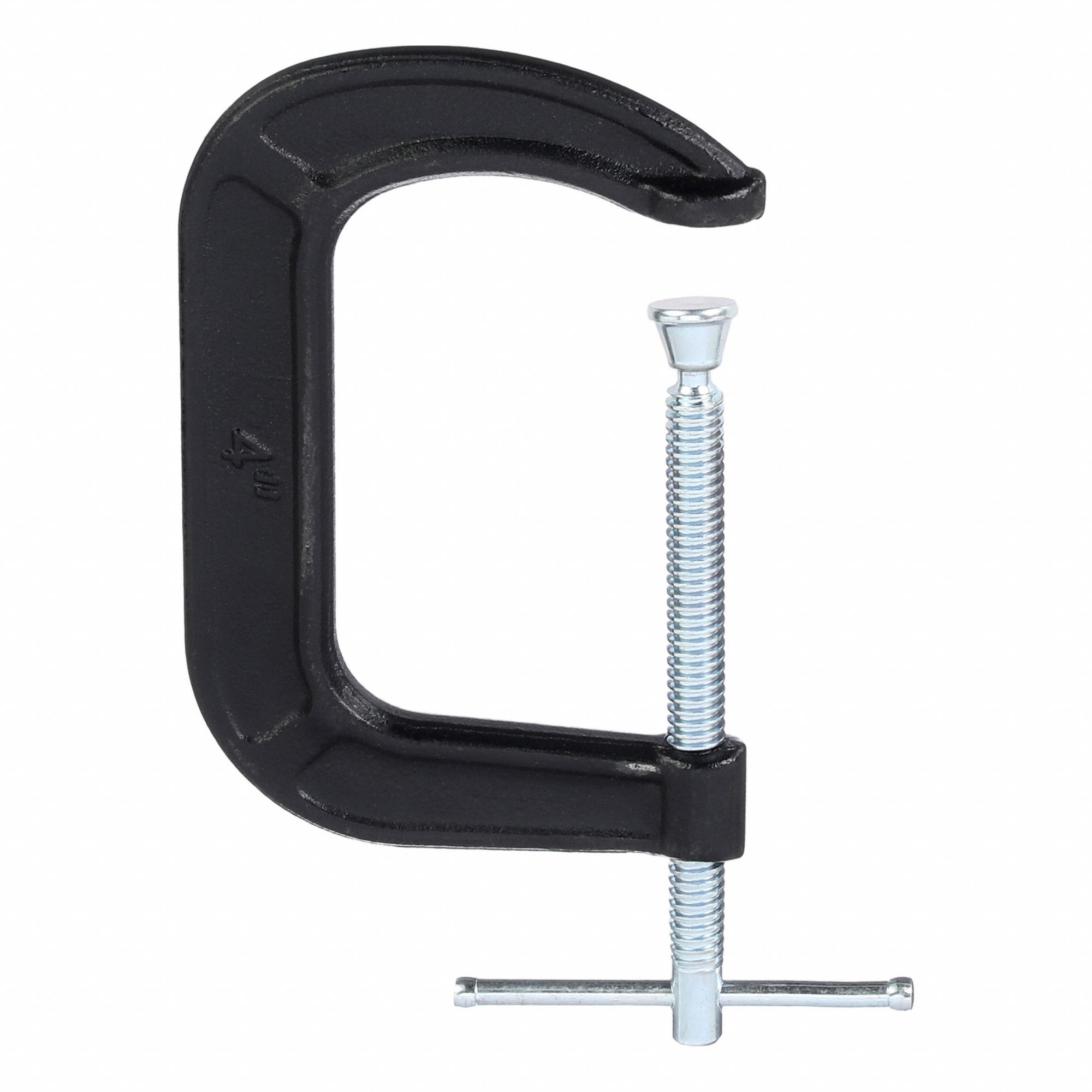 C-Clamp: Medium Duty, Flat, Swivel, Sliding T Handle, 0 in – 4 in Jaw Opening, 3 in Throat Dp