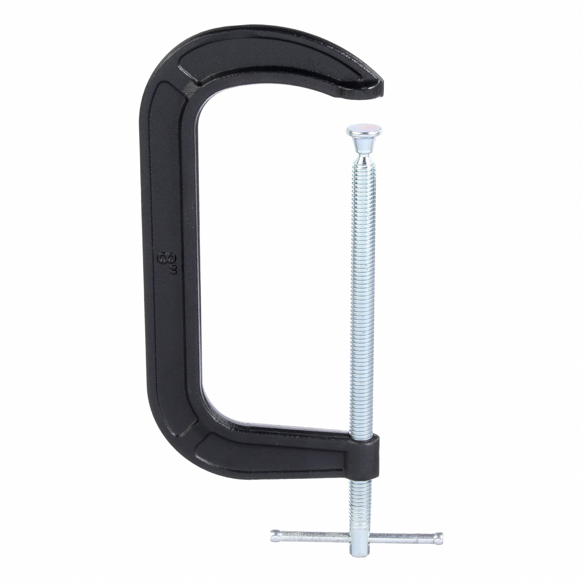C-Clamp: Medium Duty, Flat, Swivel, Sliding T Handle, 0 in – 8 in Jaw Opening, 4 in Throat Dp