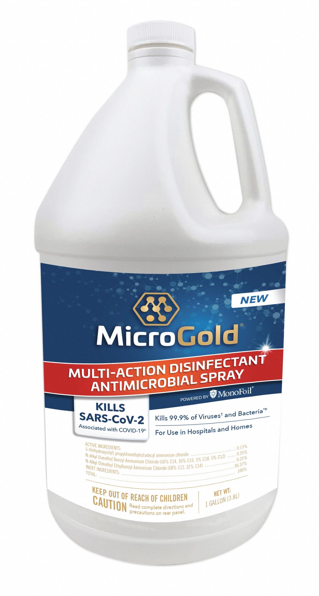 Multi-Action Disinfectant Antimicrobial Spray: Bottle, 1 gal Container Size, Liquid, 4 PK