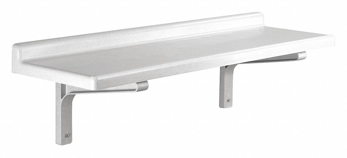 Wall Shelf Kit: Solid Shelf, 48 in x 14 in x 13 1/2 in, Gray