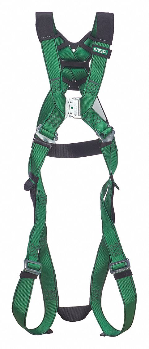 FALL PROTECTION HARNESS, VEST, QUICK-CONNECT/TONGUE, MATING, STD (M/L), STEEL, GREEN