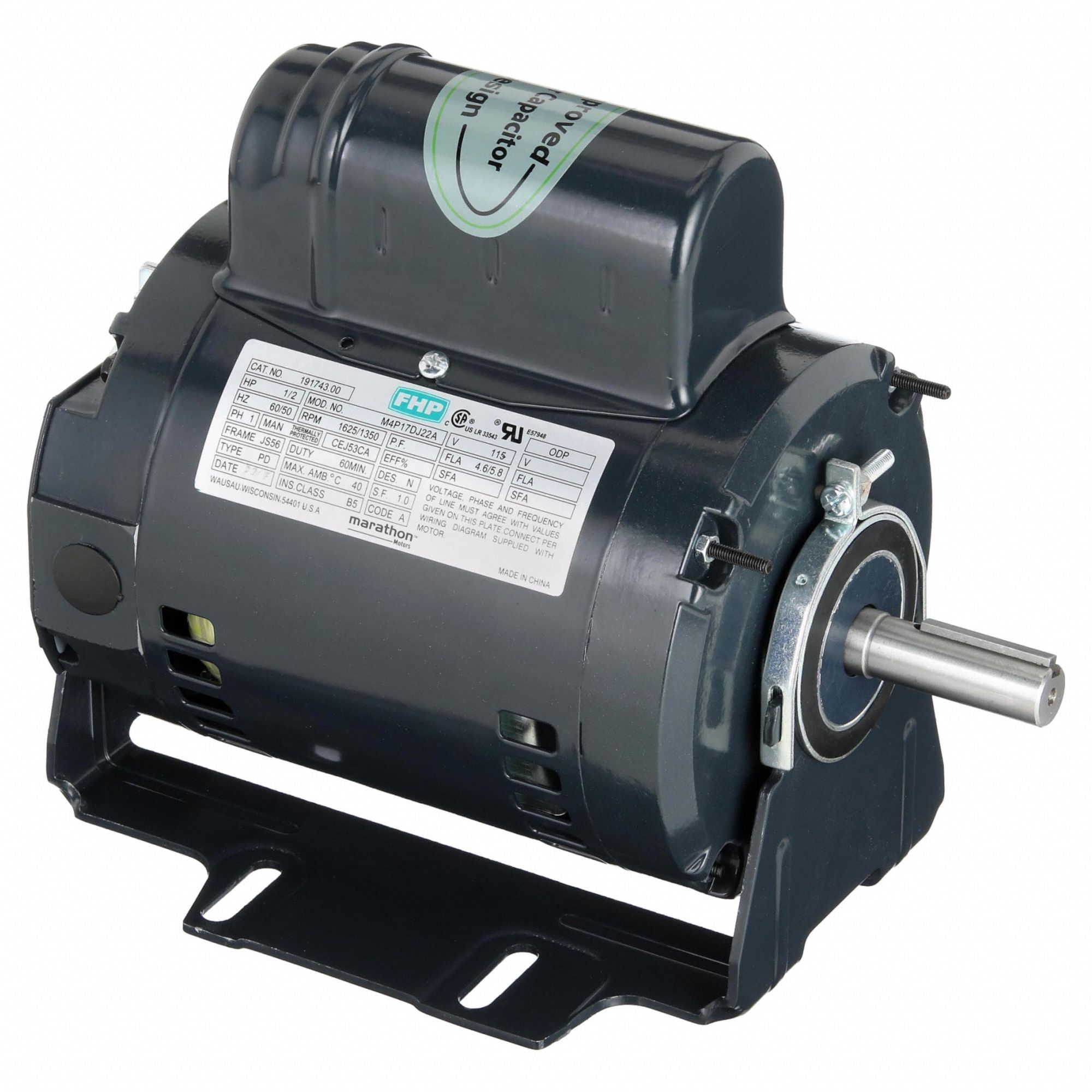 INSTANT REVERSE MOTOR, CRADLE BASE, 1/2 HP, 1,625 NAMEPLATE RPM, 115 V AC, S56 FRAME
