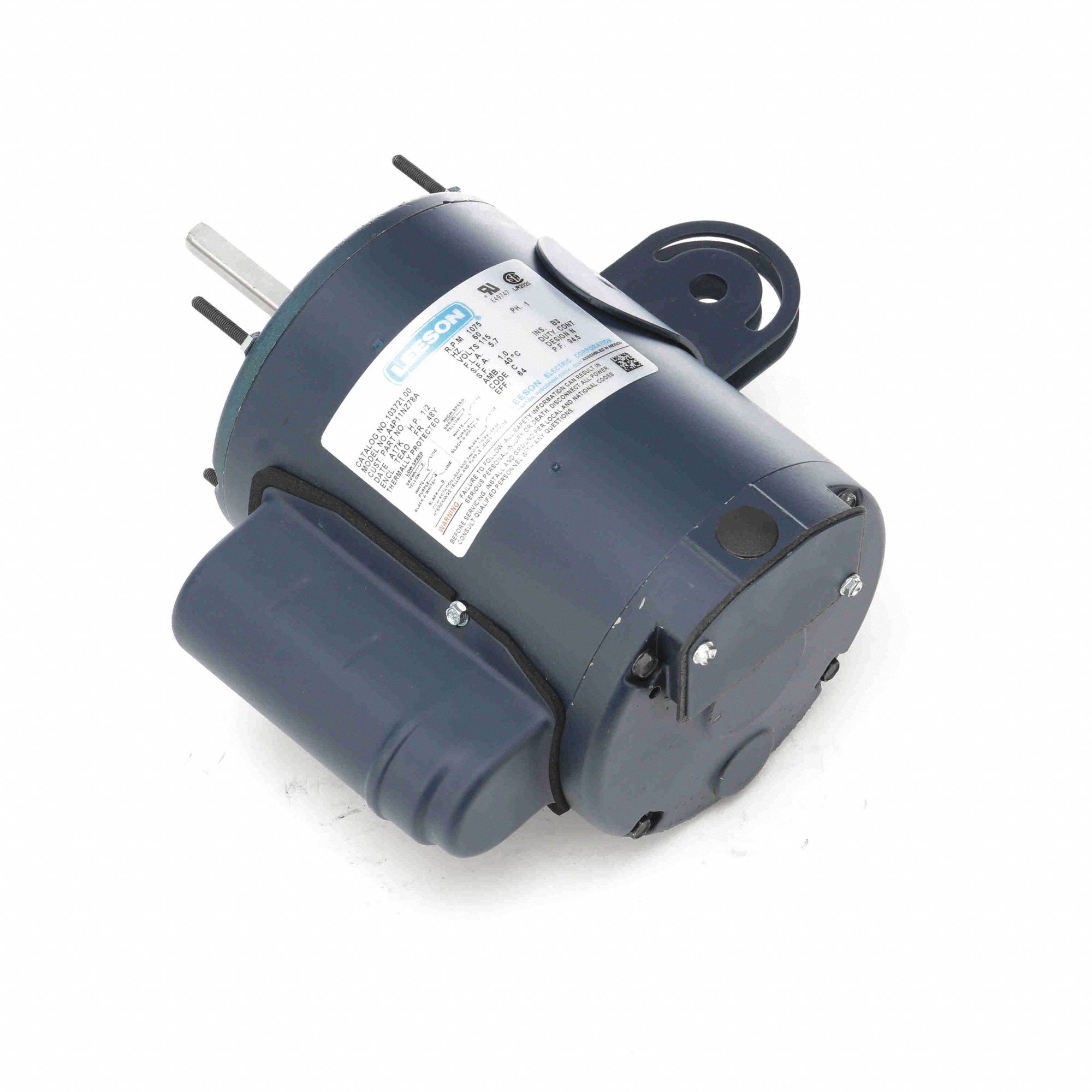 LEESON Pedestal Fan Motor, 1/2 HP, PSC, Nameplate RPM 1,075, No. of Speeds 1, Voltage 115/230V