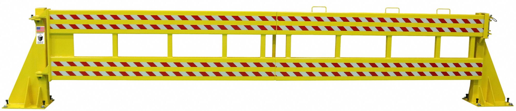 Safety Gate: Manual Operation, Vehicle Impact Rating, Steel, Powder Coated, Left Swing, Reflective