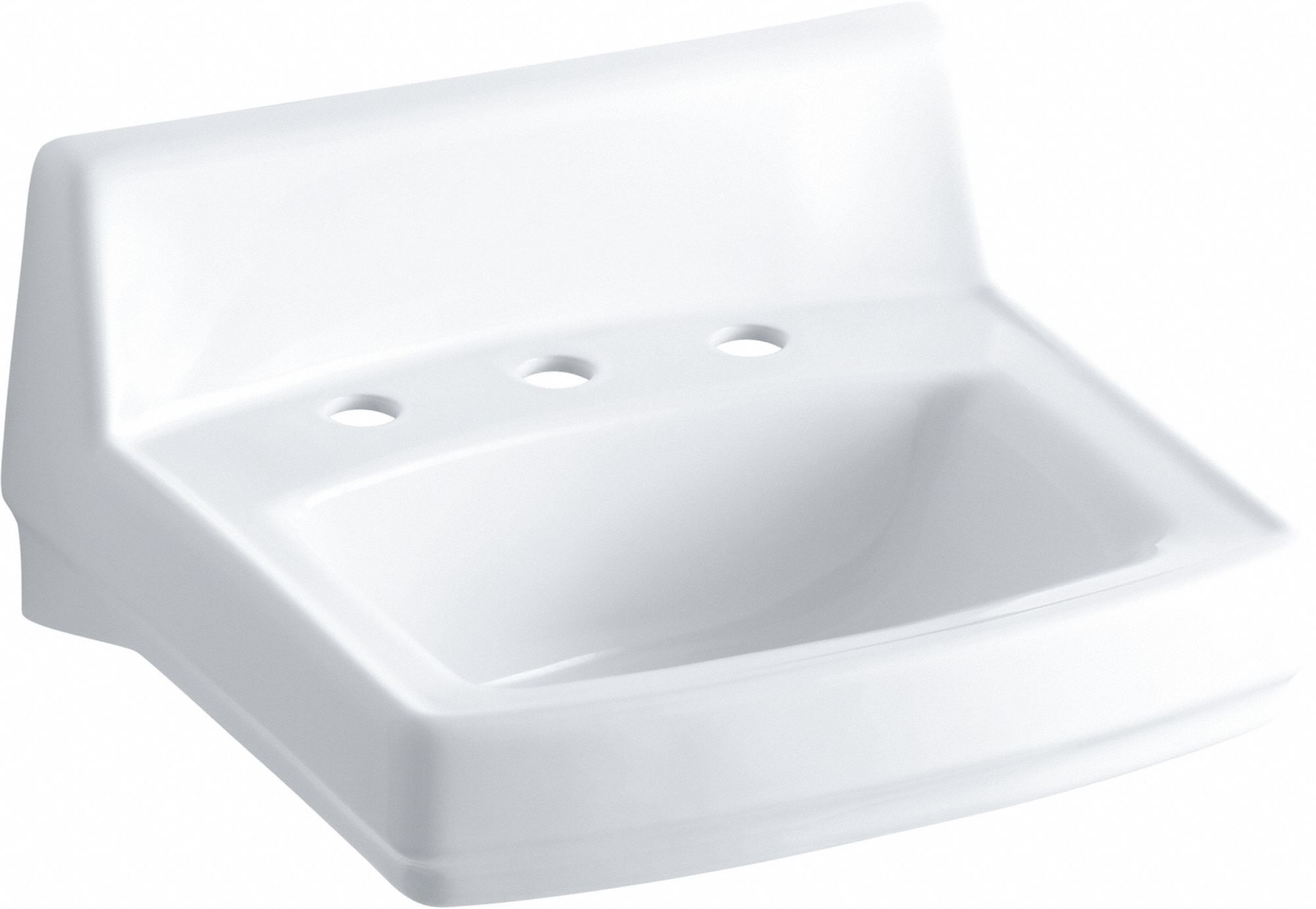 Bathroom Sink: Greenwich™, White, Vitreous China, 20 3/4 in Overall Lg, 3 Faucet Holes