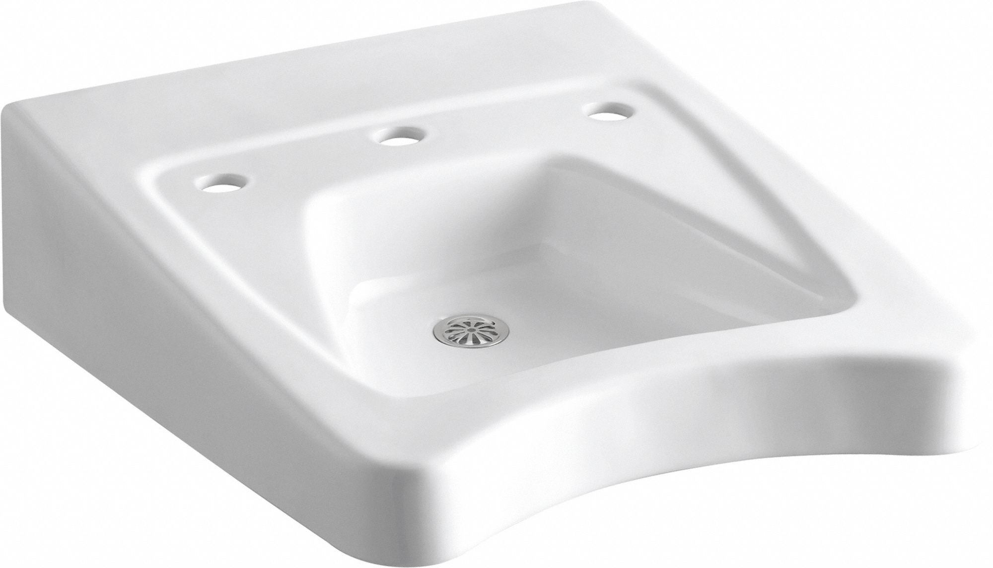 Lavatory Wheelchair Sink: Kohler, Morningside(TM), White, Vitreous China, 20 in Overall Lg
