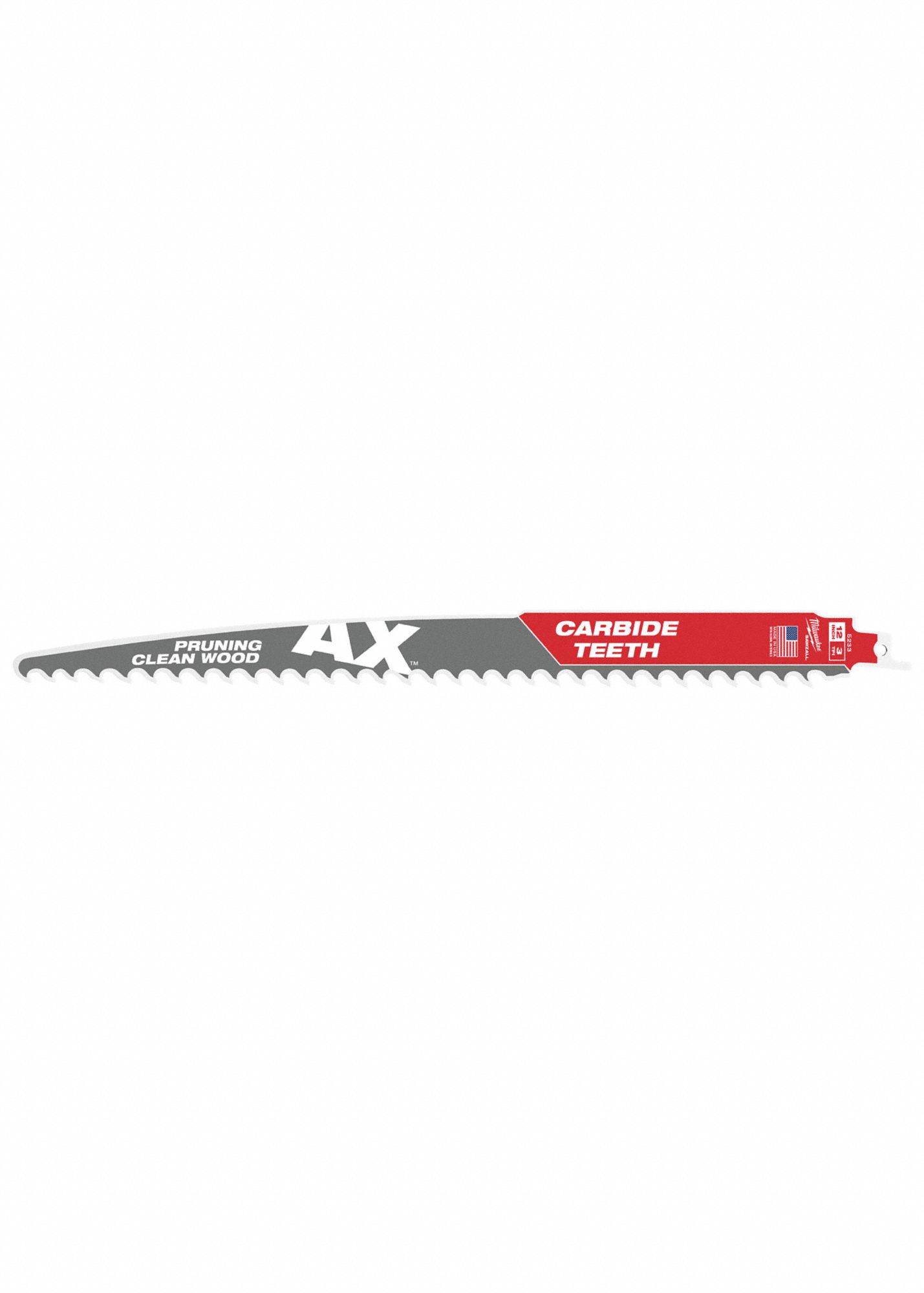 MILWAUKEE 12 in, Reciprocating Saw Blade, Wood Materials Cut, 3 Teeth per Inch, 1/20 in Blade