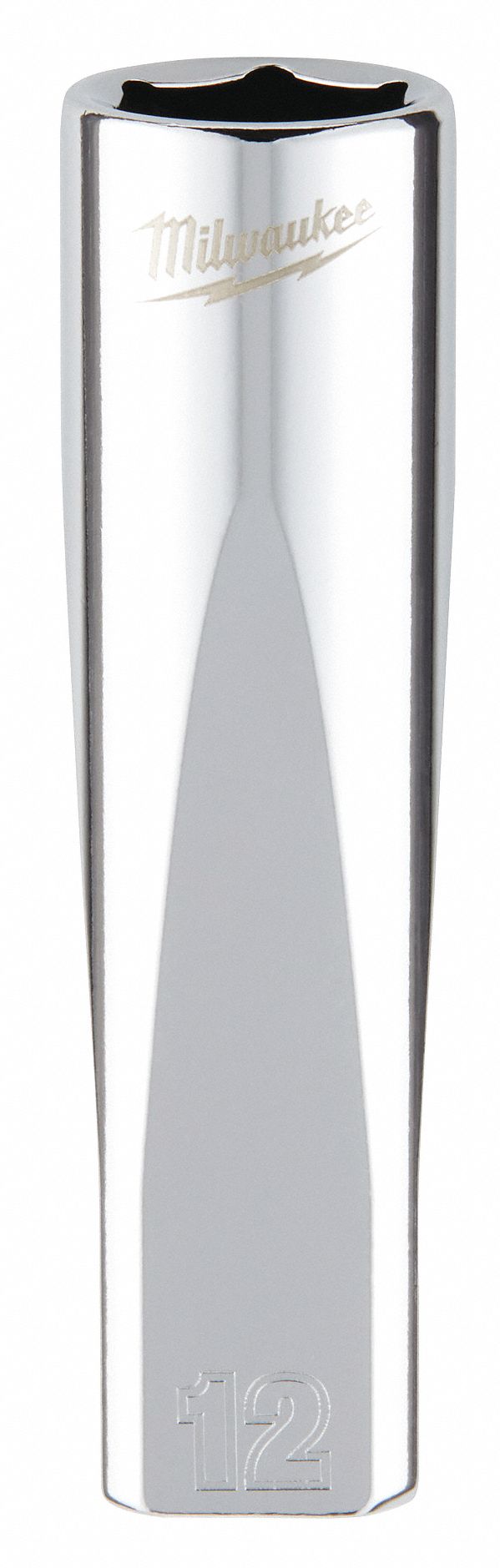 Deep Well Socket: Metric, 3/8 in Drive Size, 12 mm Socket Size, 6-Point, Deep, Chrome