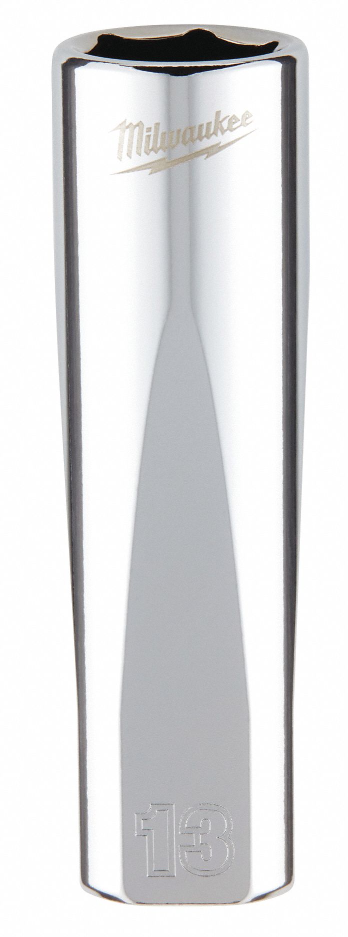 Deep Well Socket: Metric, 3/8 in Drive Size, 13 mm Socket Size, 6-Point, Deep, Chrome