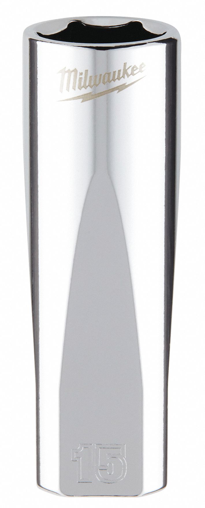 Deep Well Socket: Metric, 3/8 in Drive Size, 15 mm Socket Size, 6-Point, Deep, Chrome